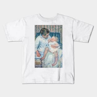 Mother About to Wash Her Sleepy Child by Mary Cassatt Kids T-Shirt